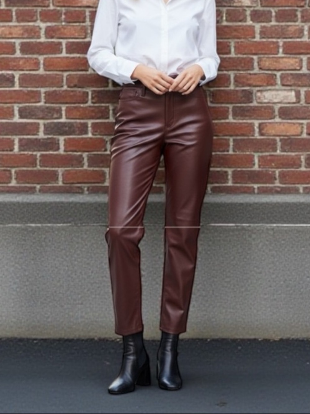 Madewell The Perfect Vintage Straight Jean Faux Leather Edition Cabernet SZ 25